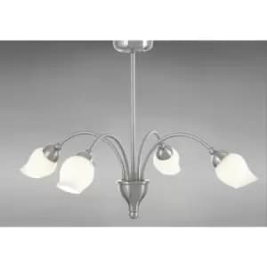 Diyas - Suspension Rimini 4 bulbs satin chrome/opal glass