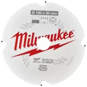 Milwaukee Fibre Cement Cutting Circular Saw Blade 190mm 4T 30mm