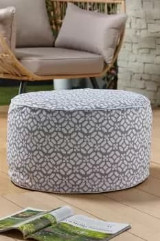 Outdoor Geo Ottoman Pouffe - Grey