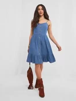 Joe Browns Strappy Lightweight Denim Sundress - Blue, Multi, Size 8, Women