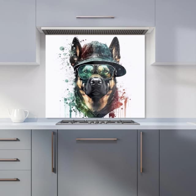 Warren Reed - Designer German Shepherd Splashart Kitchen Splashback Size: 600mm x 750mm Multicolor Unisex 600mm x 750mm