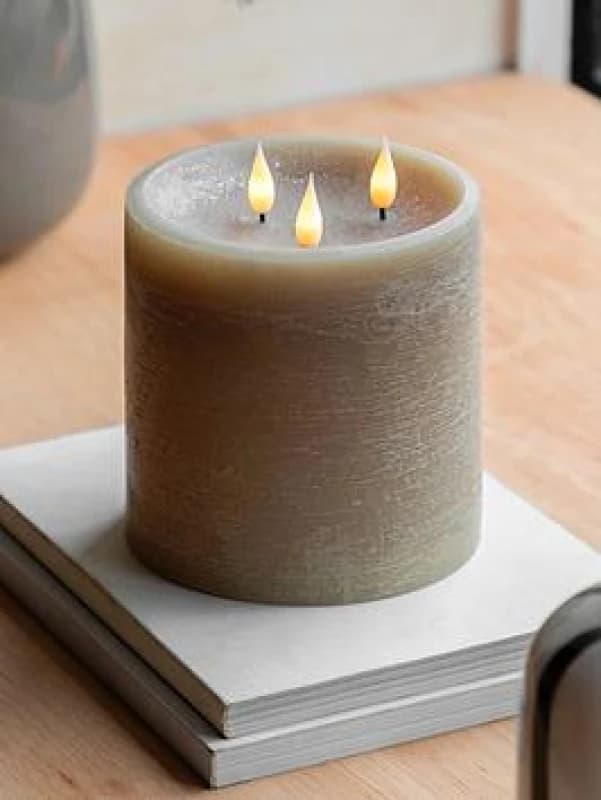 Crossland Grove LED 3 Wick Candle Warm Grey 150X150X150mm, Grey 5056690000000