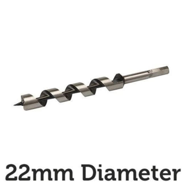 Loops 22mm x 235mm Long Hardened Steel Auger Drill Bit Hex Shank Shaft Woodwork Timber Metallics