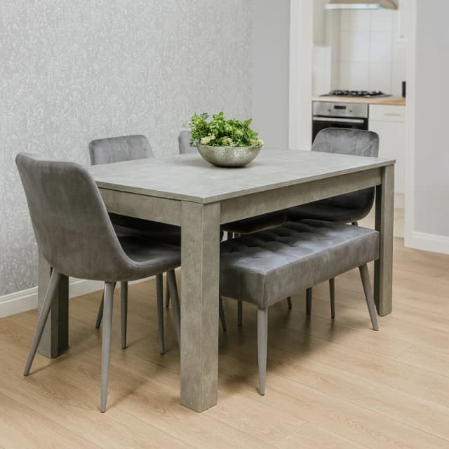 KOSY KOALA KOSY KOALA Grey Wooden Dining Table Set with 4 Grey Chairs and 1 Bench Grey One Size Unisex 5061055341871