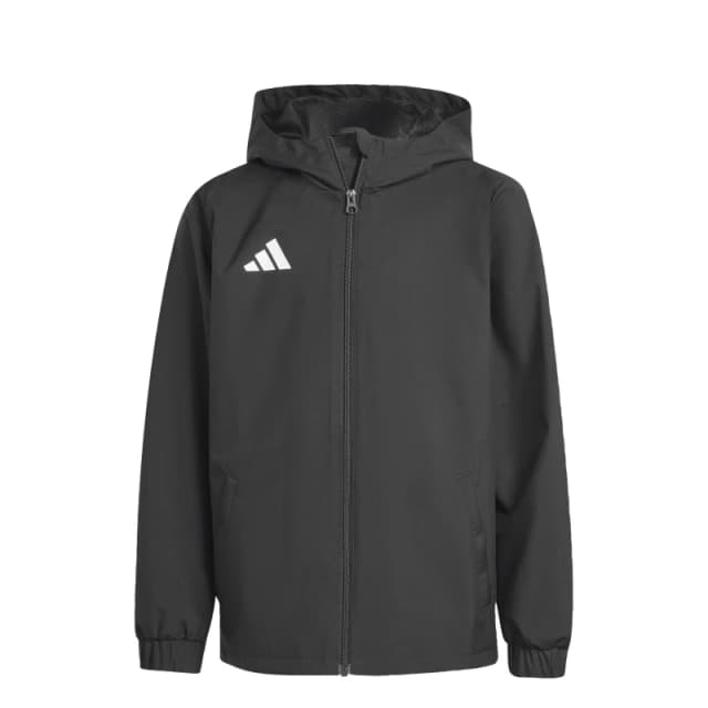 adidas Kids Entrada 26 Water and Wind Resistant Rain Anorak Black/White male 7-8 Years