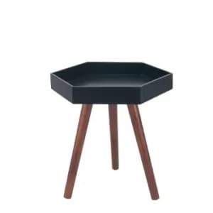 Black MDF & Brown Pine Wood Hexagon Table K/D