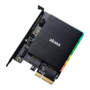 Akasa Dual Port M.2 PCIe/SATA SSD Adapter Card /w RGB and Heatsink