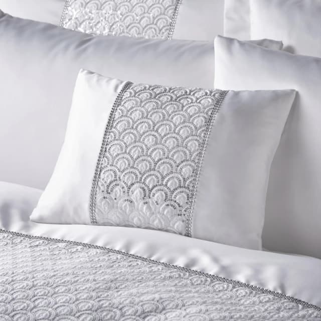 Catherine Lansfield Deco Sequin Cushion Cushions 30x40cm White 42478801030