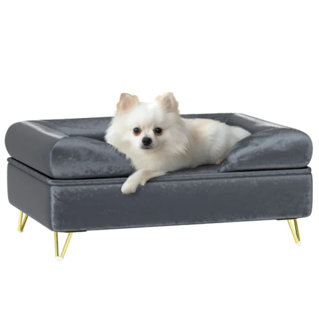 PawHut Pawhut - Dog Sofa Pet Couch w/ Removable Backrest Cushion Washable Cover Grey 5056725550424