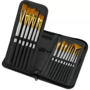 15 Piece Artists Paint Brush Set & Case Grey - Pukkr