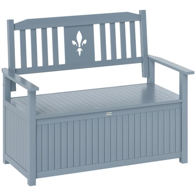 Outsunny 2 Seater Wood Garden Storage Bench Outdoor Storage Box Grey TJ Hughes 5063603014312