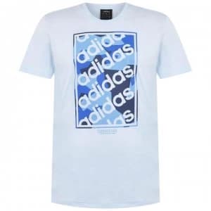 adidas Linear Repeat Mens T-Shirt - LtBlue/Navy/Blu