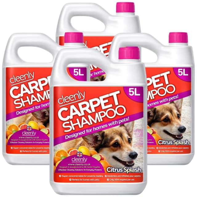 cleenly Pet Carpet Cleaning Shampoo Odour Remover 4 x 5L Orange unisex
