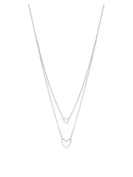 Simply Silver Sterling Silver 925 Polished Double Row Heart Necklace