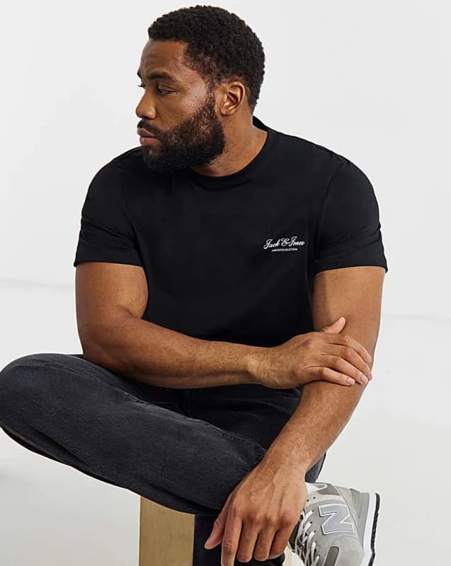 jack & jones Jack & Jones Archive Logo T-Shirt Black - JACK & JONES - Size: 4XL(59) Black Male 4XL(59) JA50706
