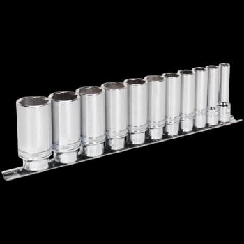Sealey 11 Piece 3/8" Drive Deep Lock On Hexagon Socket Set Imperial 3/8"