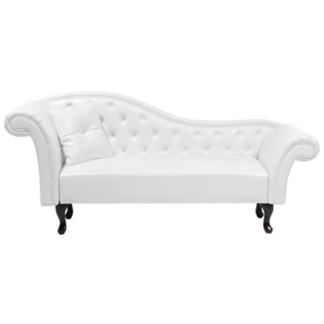 Beliani Left-Hand Chaise Lounge Lattes Faux Leather White
