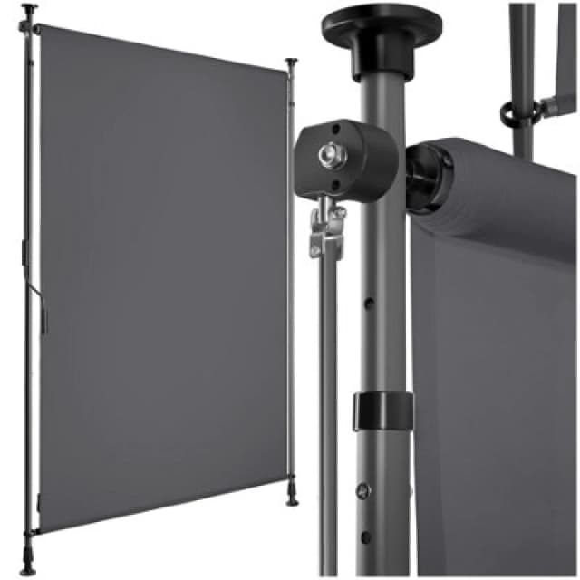 Tectake Retractable Awning Taija - Tooless Installation, With Hand Crank, Retractable And Uv Blocking 100 X 310 Cm - Dark Grey