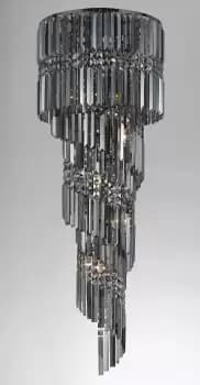 Toronto 14 Light Gun Metal Smoked Crystal Flush Fitting