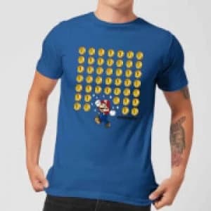 Nintendo Super Mario Coin Drop Mens Blue T-Shirt - L - Blue
