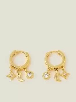 Accessorize Z Celestial Station Charm Hoops, Gold, Women