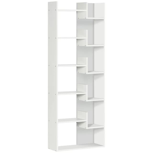 HOMCOM 6-Tier Bookshelf Freestanding Decorative Storage Shelves for Home White - Homcom 5056725379056