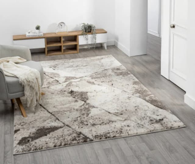 Eleanor Modern Embossed Contemporary Living Room Area Rug - Slate Design,mocha,80 X 150 Cm