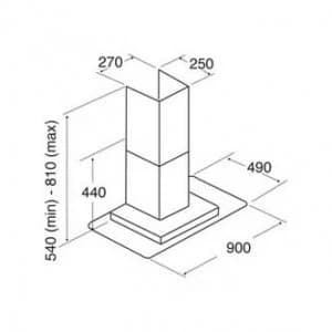 CDA EKN90SS 90cm Flat Glass Hood