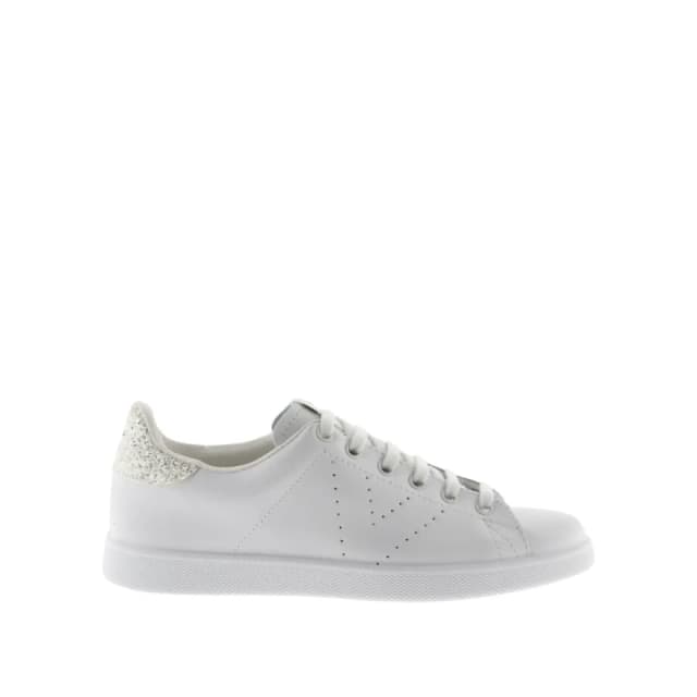 VICTORIA Leather and Glitter Trainers White Women 36 (3.5);39 (5.5 to 6);38 (5);37 (4)
