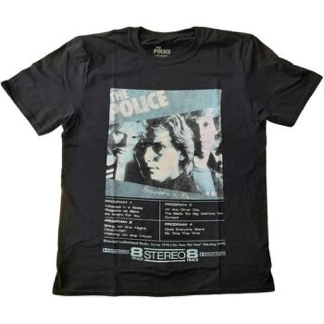 The Police Mens Reggatta 8 Track Cotton T-Shirt in Black Size: Large Black Male L