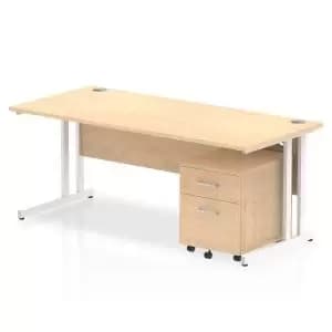 Impulse 1800 x 800mm Straight Office Desk Maple Top White Cantilever