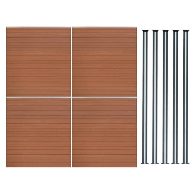 Monstershop Composite Fence Panels & LED Posts 6ft x 23ft - Brown Brown Unisex
