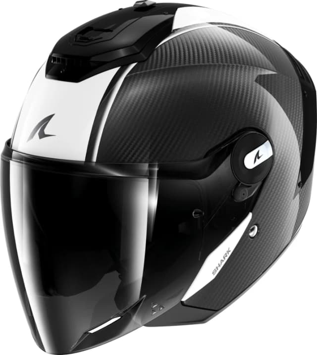 Shark RS Jet Carbon Skin Jet Helmet, black-white, Size L for Men