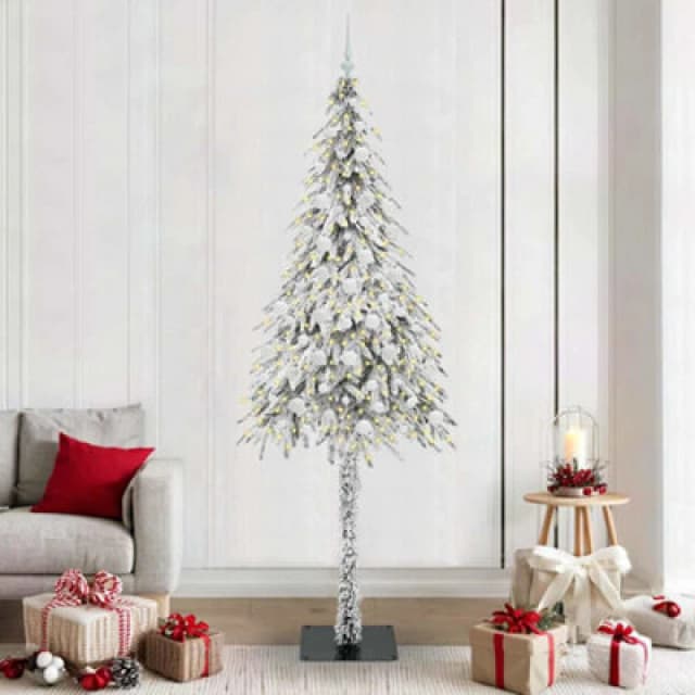 vidaXL Christmas Tree with 300 LEDs, White Balls White 210cm PE and Steel, White 3396245