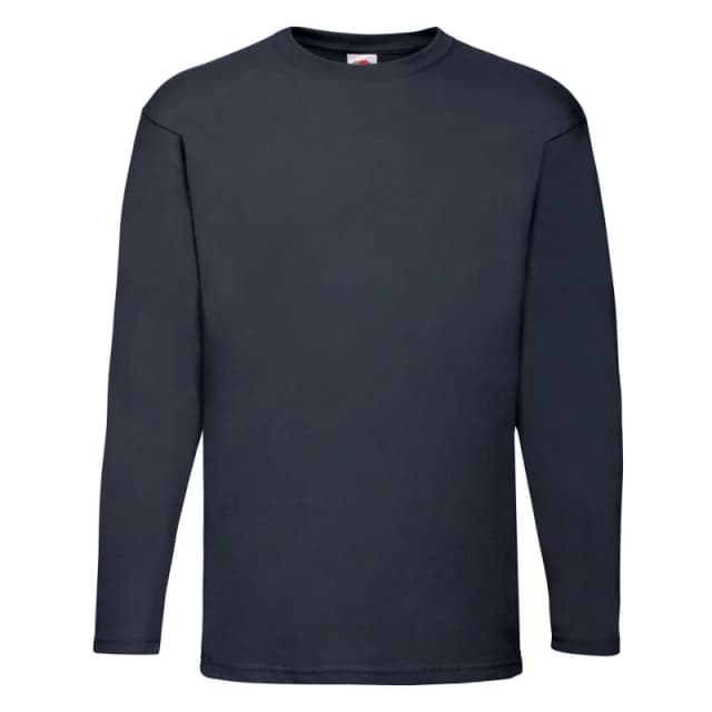 Fruit Of The Loom Fruit of the Loom Men Valueweight Plain Long-Sleeved T-Shirt in Mid Navy Size: Medium Mid Navy M Male 5063425936083
