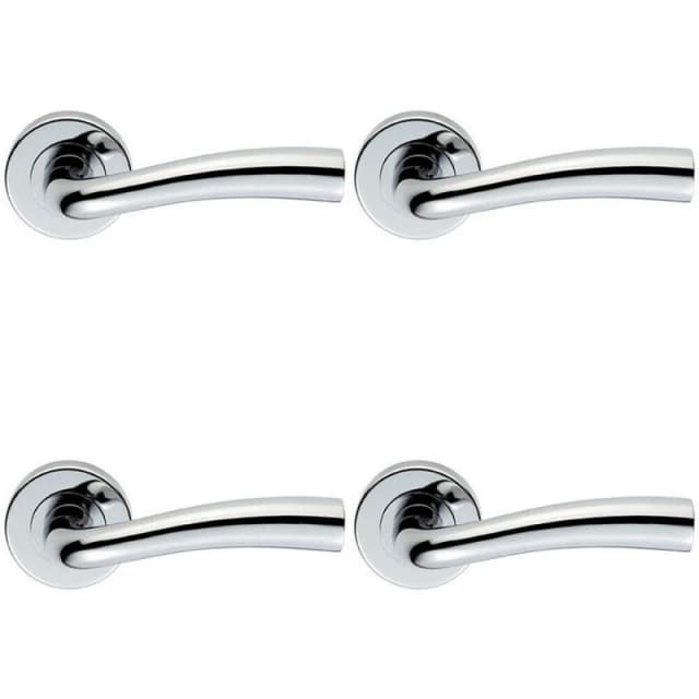Loops 4x PAIR Curved Flowing Flared Handle Concealed Fix Round Rose Polished Chrome Multi