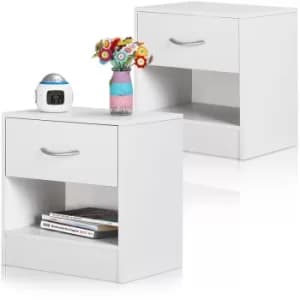Night Stand Table Bedside Cabinet Bedroom Furniture Drawer Side Storage Home 2er Set weiß (de)