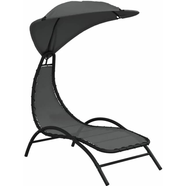 JINLEFU Jinlefu - Sun Lounger with Canopy Dark Grey 167x80x195cm Fabric&Steel vidaXL JRVDZX-362707_DE