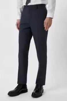 Mens Slim Fit Navy Overcheck Suit Trousers