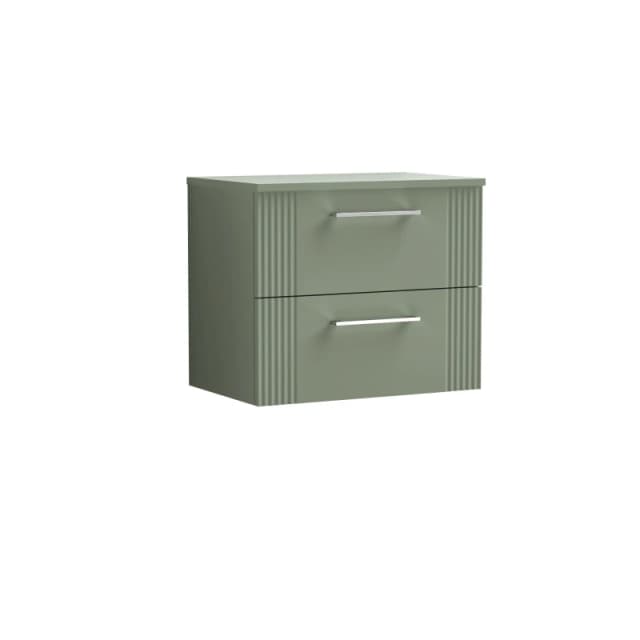 Balterley 2 Drawer Wall Hung Vanity Colour Match Worktop Green 600mm Green