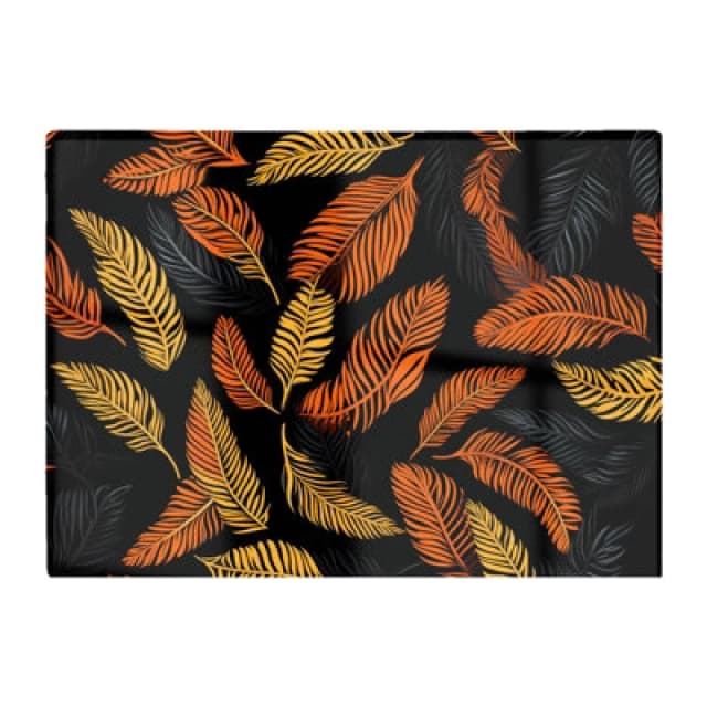 Warren Reed Designer Orange Feather Leaves Glass Chopping Board