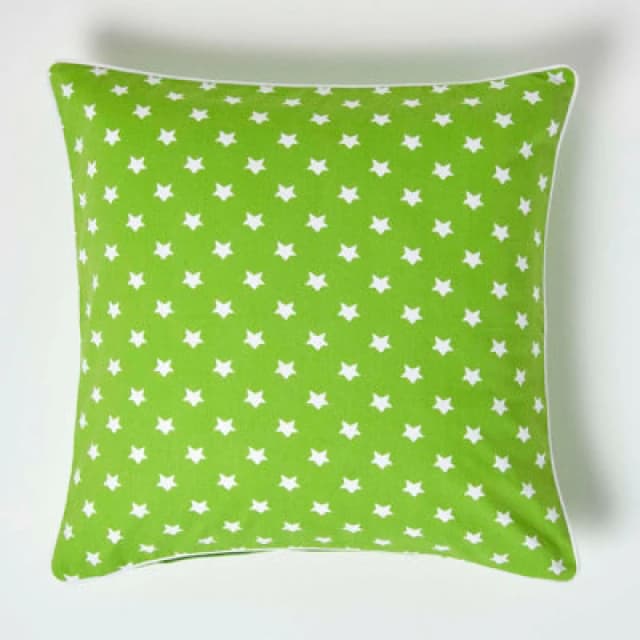 Homescapes Cotton Green Stars Cushion Cover, 60 X 60 Cm