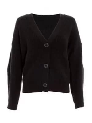 Quiz Knitted Crop Cardigan, Light Grey, Size L, Women