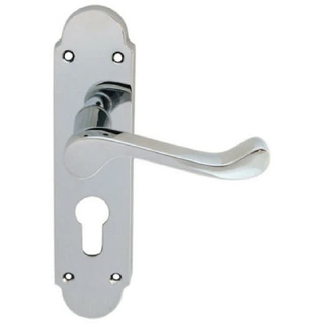 Loops PAIR Victorian Upturned Lever on Euro Lock Backplate 170 x 42 Polished Chrome Multi