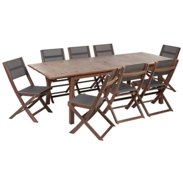 Beliani Garden Dining Set 8 Seater Cesana Acacia Wood Dark Brown