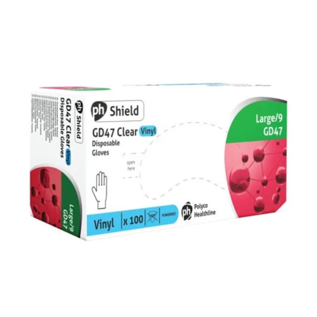 Shield Powdered Vinyl Gloves Clear L (100 Pack) GD47-L