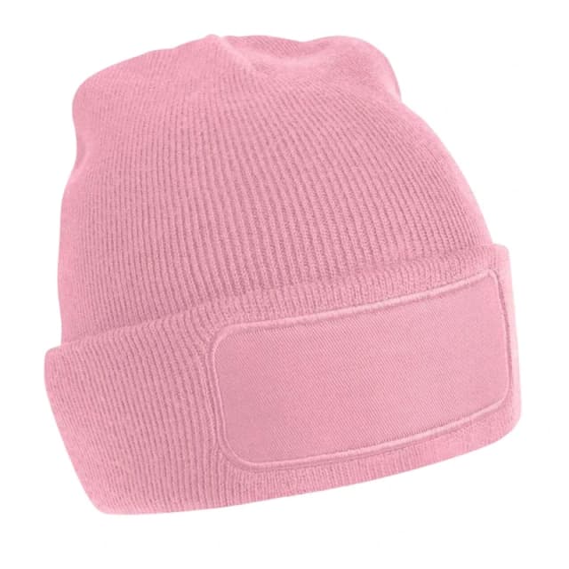 Beechfield Beechfield Men Patch Beanie in Baby Pink Baby Pink One Size Male 5063238466135