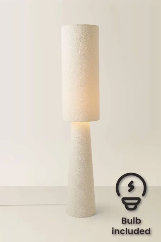 ValueLights Ash Cream Midi Full Fabric Boucle Floor Lamp with LED Bulb Cream Unisex