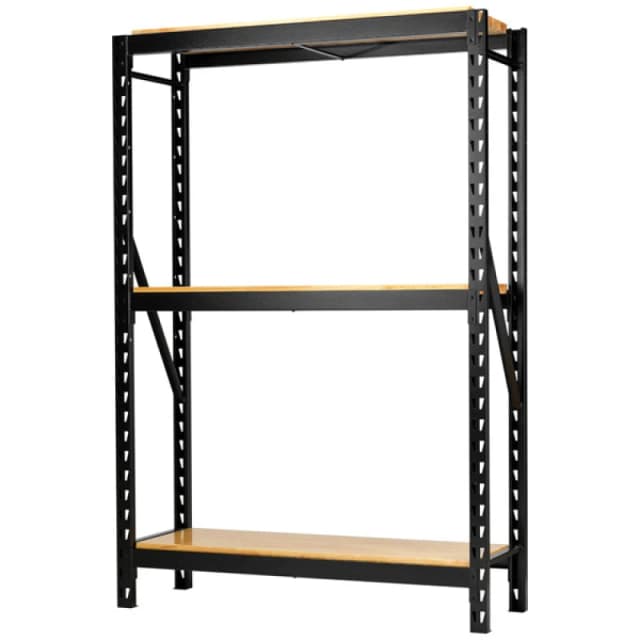 Bunker 14 Piece Modular 3 Tier Hardwood Shelf Racking Unit 27793 Colour: Black
