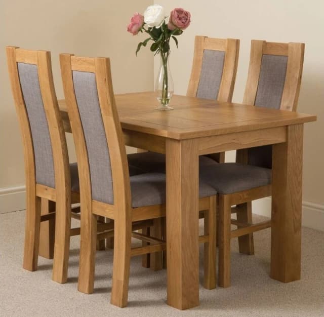Thats Furniture Hampton 120-160cm Oak Extending Dining Table & 4 Stanford Chairs in Brown Brown Unisex